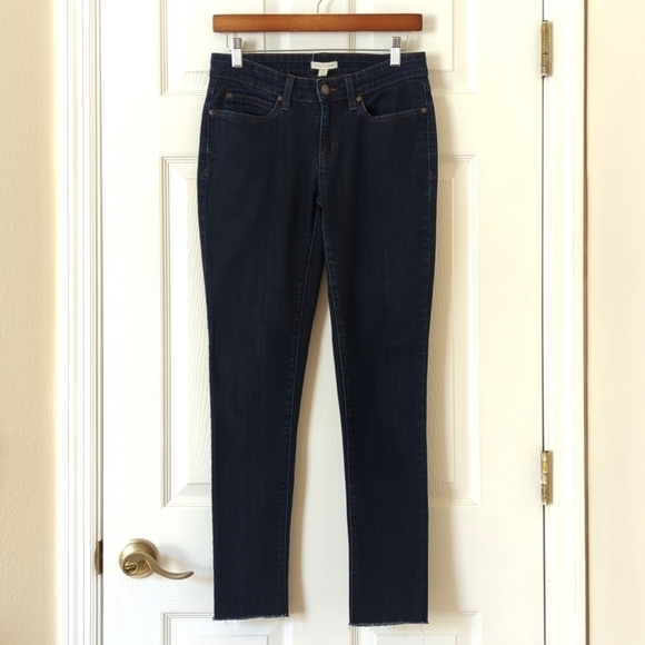 Eileen Fisher Denim - Eileen Fisher Dark Wash Organic Cotton Mid Rise Ankle Cropped Skinny Jeans 2